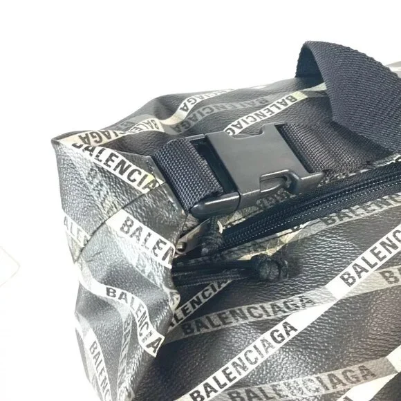 BALENCIAGA 532810 Logo Shoulder Bag Travel Bag Duffle Bag gray/Black - Picture 10 of 13
